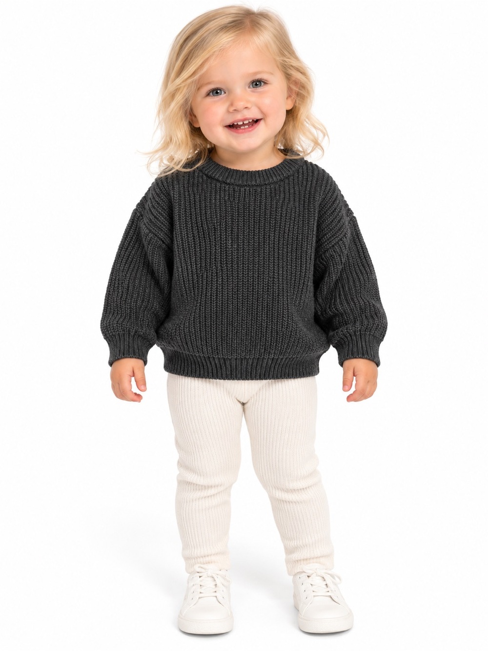 Zara Baby Charcoal Gray Chunky Ribbed Knit Sweater | Size 18-24M